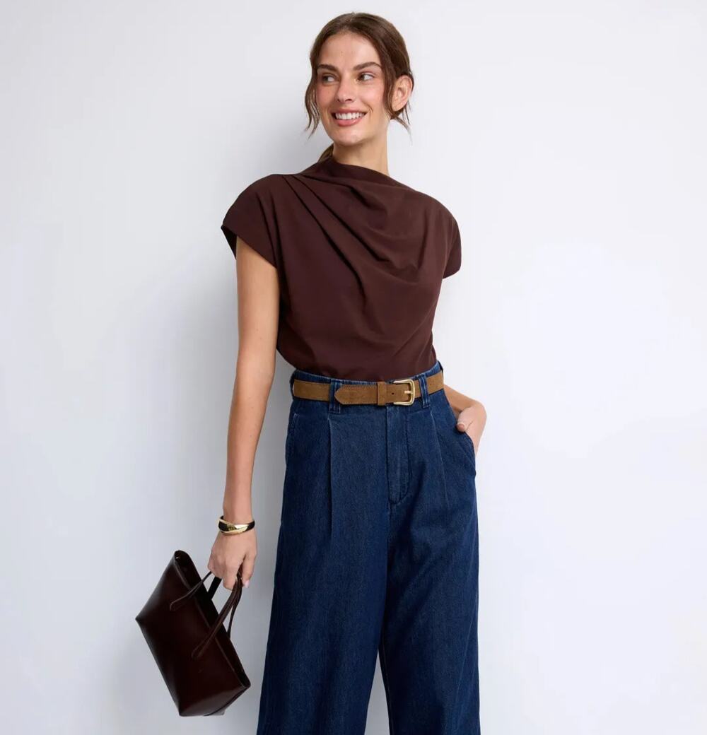 Modern Citizen Kenny Asymmetric- Neck Tee Top Women Size L